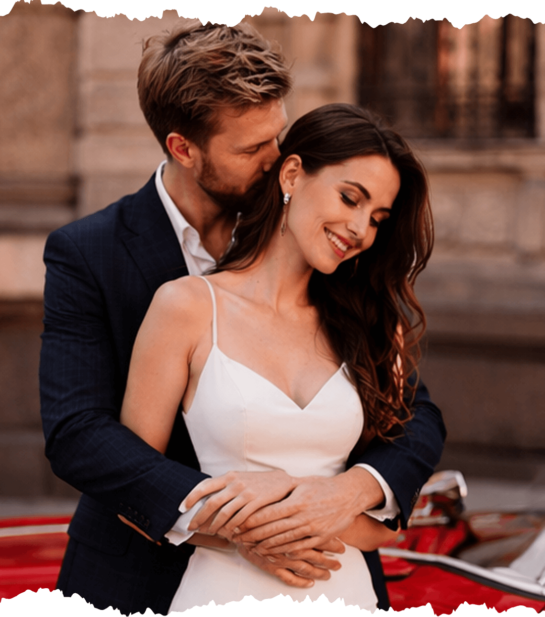 Close up of a man and woman's faces
